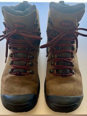 Alpine Design Brown and Black Men's Hiking Boots with Red Accent Laces